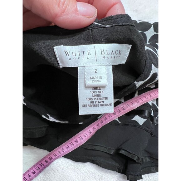 White House Black Market Womens Polka Dot Skirt Black & White Silk Blend women s - Picture 3 of 5